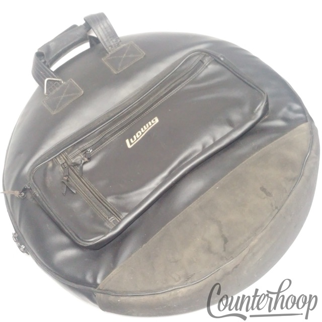 Ludwig Deluxe Leather Cymbal Bag Black 22"Case Crash/Rides Vintage 70s Block USA — main photograph