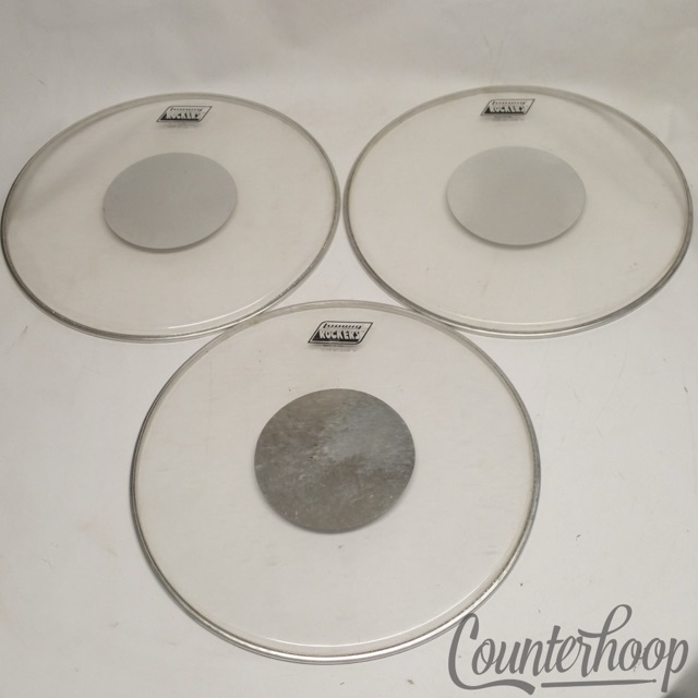 Ludwig 3x 16" Floor Tom Drum Heads 80s Vintage CS Silver Clear-Dot WeatherMaster — main photograph