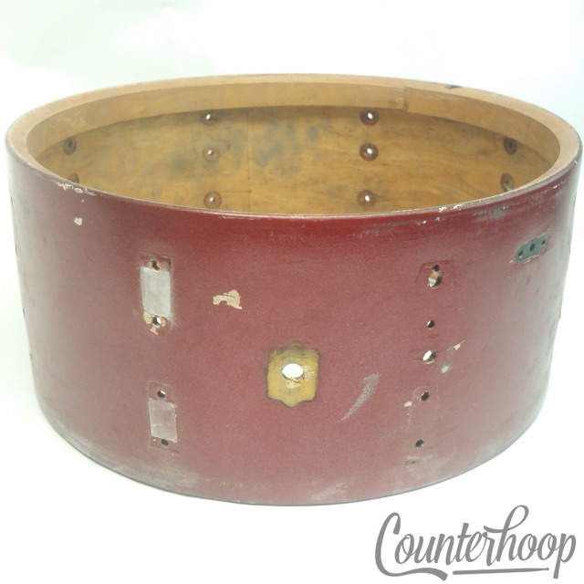 Leedy 14x6.5" Snare Drum Shell Vintage 40s 3-Ply Maple Elkhart,IN USA 16-Lug,3Pt — main photograph