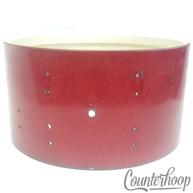 Leedy 15"x8 Red Sparkle Snare Drum Shell Vintage 40s 3-Ply Maple 16-Lug,3Pt USA — main photograph