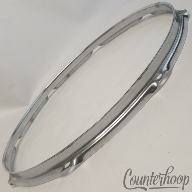 Pearl 16" Hoop Floor Tom Drum Batter Rim 8-Lug Chrome Japan Vintage 70s — main photograph