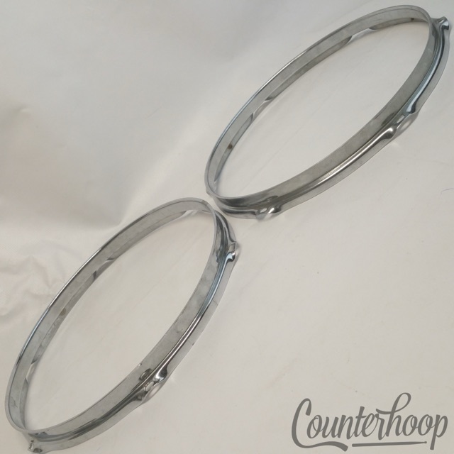 Pearl 2x 12" Tom Drum Rims/Hoops 6-Hole Batter/Resonant Set Chrome Triple Flange — main photograph