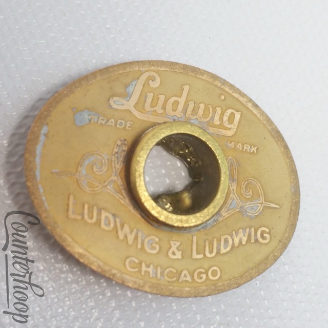 Ludwig&Ludwig Oval Badge 20s Chicago Vintage Brass Drum Logo+Grommet Snare/Tom/ — main photograph