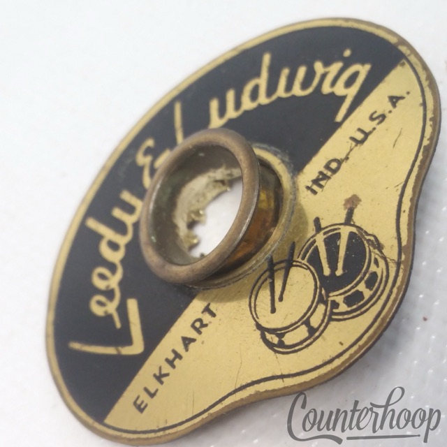 Leedy&Ludwig Badge Elkhart Vintage40s-50s Brass Drum Logo+Grommet Snare/Tom/Bass — main photograph