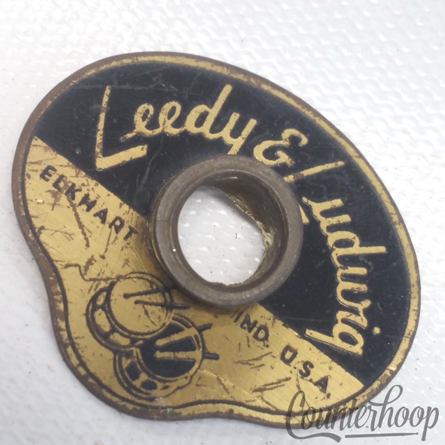 Leedy&Ludwig Badge Elkhart Brass Drum Logo+Grommet Snare/Tom/Bass Vintage40s-50s — main photograph