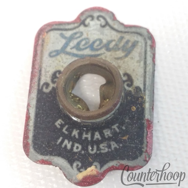 Leedy Aluminum Badge Elkhart Brass Drum Logo+Grommet Snare/Tom/Bass Vintage 40s — main photograph