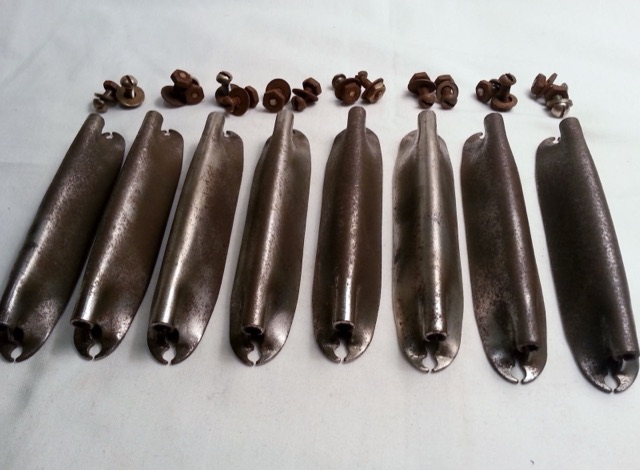 Ludwig 8x WFL Zephyr Snare Drum Lugs Nickel Vintage Long Set 4 3/16" 40s* — main photograph