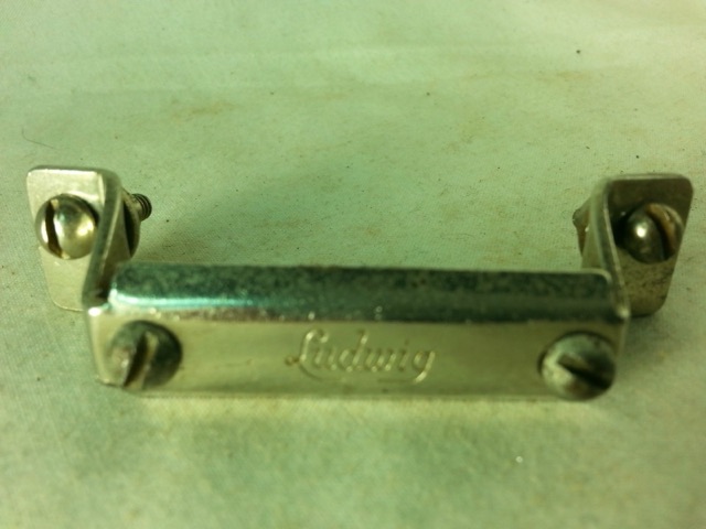 Ludwig Script Logo Butt Plate Snare Drum Hardware Nickel 2 1/4"Vintage 50s-60s* — main photograph