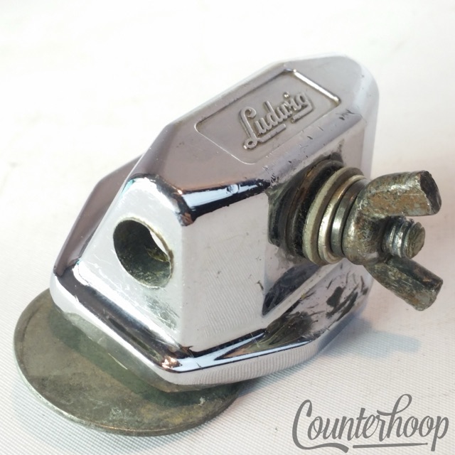 Ludwig Tom Drum / Bass Spur / Cymbal Arm Mount Vintage Chrome Wing-Nut 60s VG* — main photograph