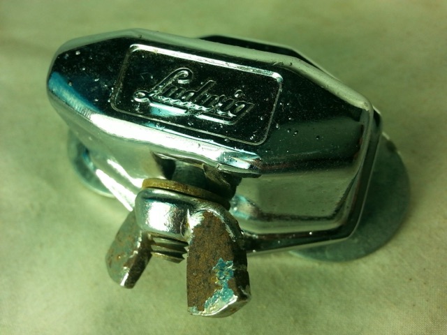 Ludwig Tom Drum/Bass Spur/Cymbal Arm Mount Chrome Thin Wing-Nut Vintage 60s VG* — main photograph