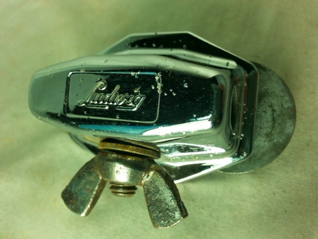 Ludwig Tom Drum/Bass Spur/Cymbal Arm Mount Chrome Thick Wing-Nut Vintage 60s VG — main photograph