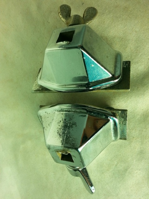 Ludwig Bass Drum Spur Mounts Square Legs Spikes 3/8"Classic Chrome Vintage 70s* — main photograph