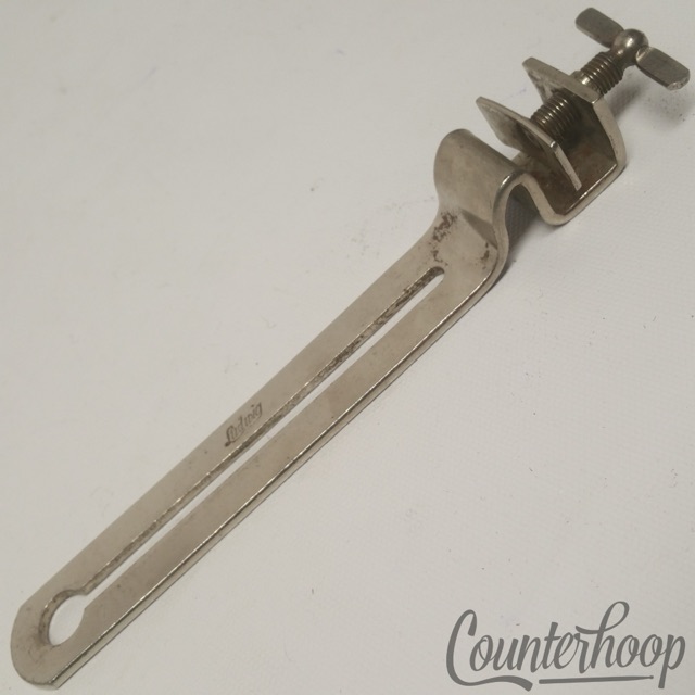 Ludwig Clamp-On Bass Drum Mount Long Swivel Slider Part Nickel Vintage 30s USA* — main photograph