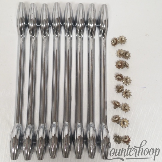 Premier 8x Bass Drum Lugs Diamond Chrome Vintage 50s England 2-Hole 9 3/16"* — main photograph