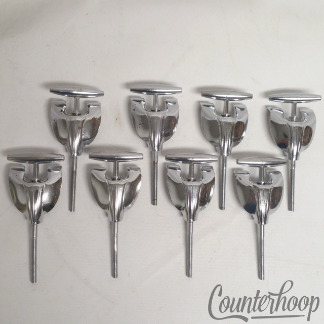 Gretsch 8x Bass Drum Tension Rods/Claws Round Badge Chrome Vintage RB 3 3/4" 60s — main photograph