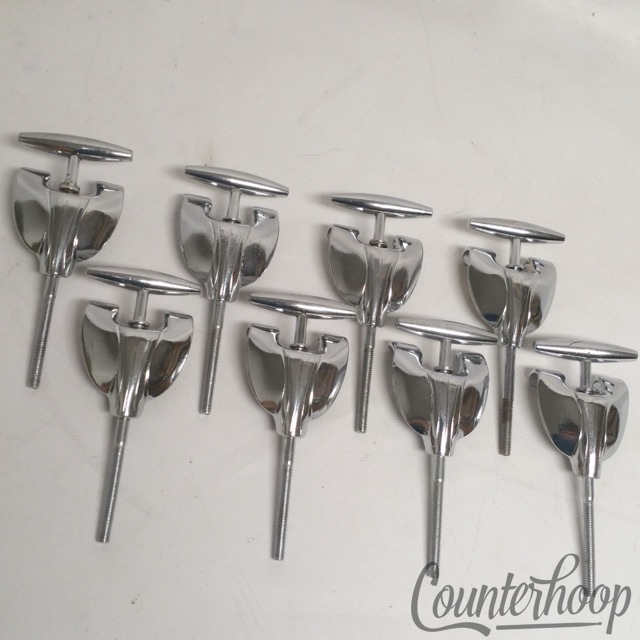Gretsch 8x Bass Drum Tension Rods/Claws Round Badge Chrome RB 3 3/4" Vintage 60s — main photograph