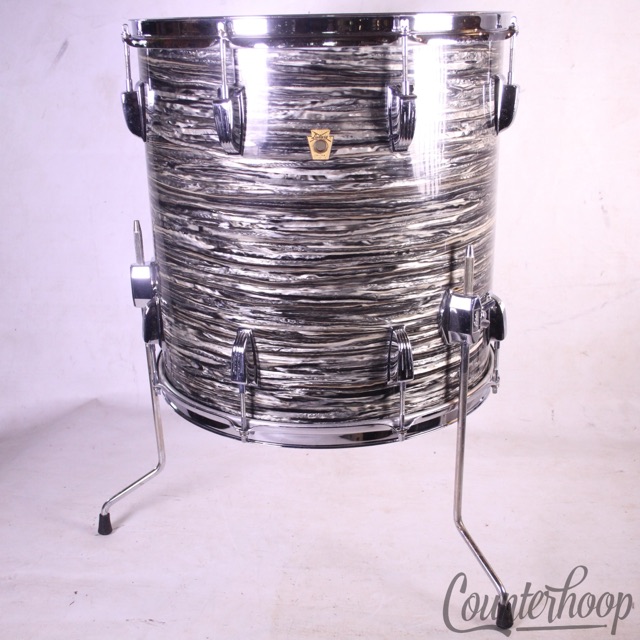 Ludwig Black Oyster Pearl 16x16"Floor Tom Drum BOP Brass COB Vintage 60s !Ringo! — main photograph