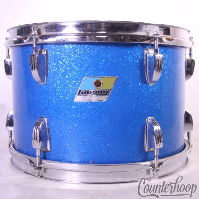 Ludwig 12x8" Blue Sparkle Tom Drum Vintage 70s Super Classic 3Ply Maple/Mahogany — main photograph