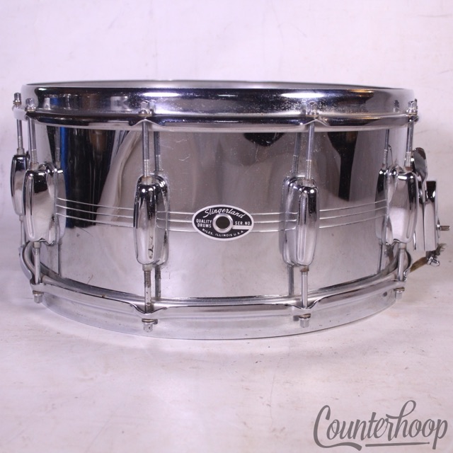 Slingerland 14x6.5"Brass Gene Krupa COB Snare Drum 10Lug Vintage 70s USA No.133 — main photograph