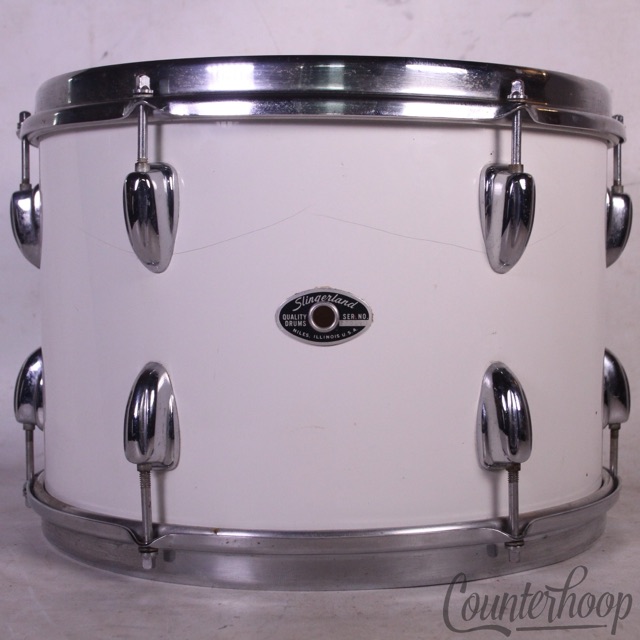 Slingerland 13x9" Tom Drum White Gloss Wrap Chrome Stick-Saver Rims Vintage 70s — main photograph