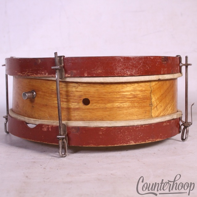 Vintage 10x3" Snare Drum 2Ply Wood Calf Skin Heads Vintage 1900s Children's Toy — main photograph