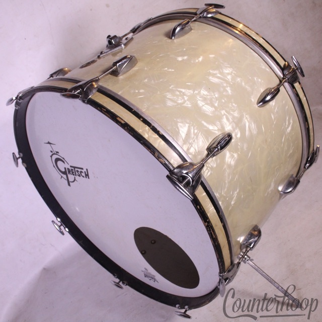 Gretsch 22x14" WMP Bass Drum Round Badge Vintage 50s 6ply Jasper Virgin+Muffler — main photograph
