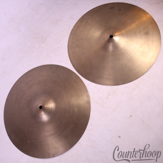 Zildjian 14" Hi-Hats 1178/1436g Medium Cymbals B20 Avedis A USA Vintage 60s Set — main photograph