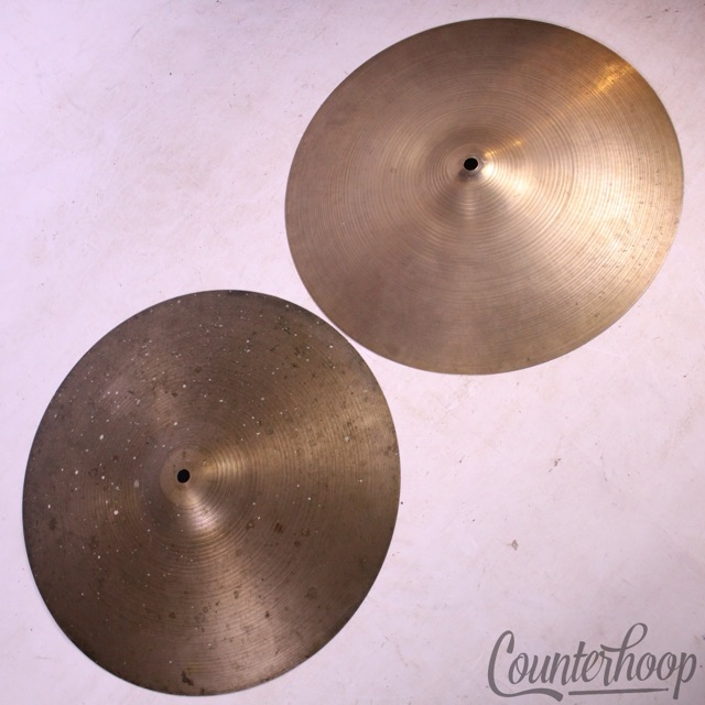 Zildjian 15" Hi-Hats 894g/956g Paper-Thin Cymbals B20 Avedis A USA Vintage 60s* — main photograph