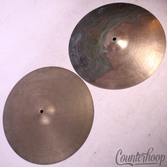 Zildjian 16" Hi-Hats Vintage 50s Cymbals B20 Avedis A USA Heavy 1496g/1554g Set — main photograph
