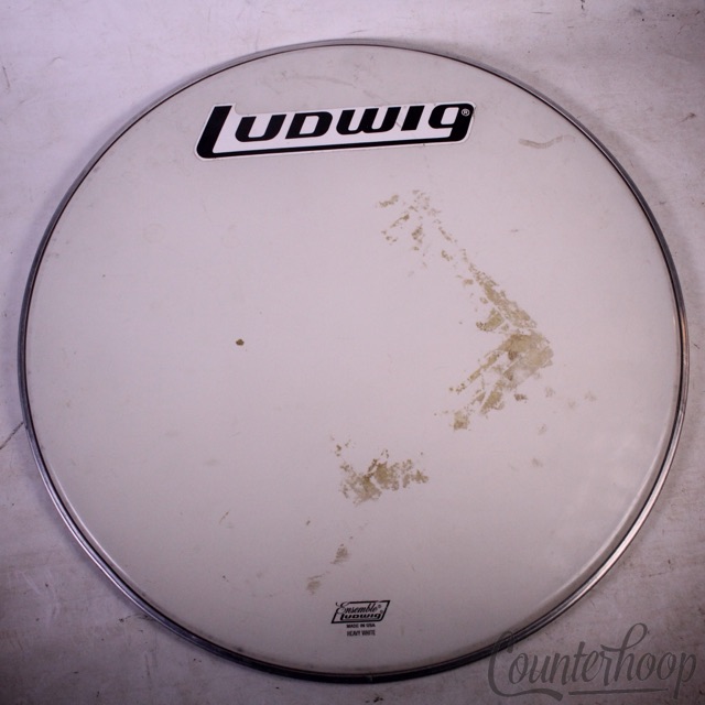 Ludwig 24"Heavy White Bass Drum Head Ensemble Resonant/Batter Vintage 70s USA* — main photograph
