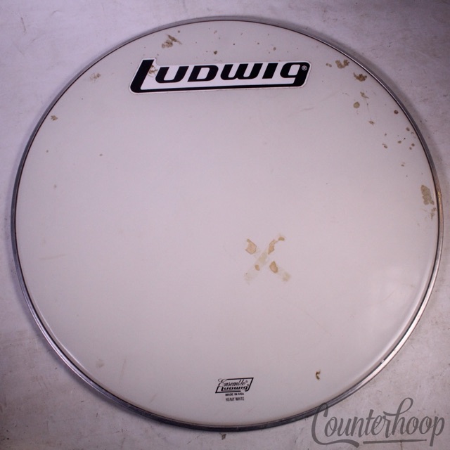 Ludwig 24"Heavy White Bass Drum Head Ensemble Resonant/Batter Vintage 70s USA* — main photograph