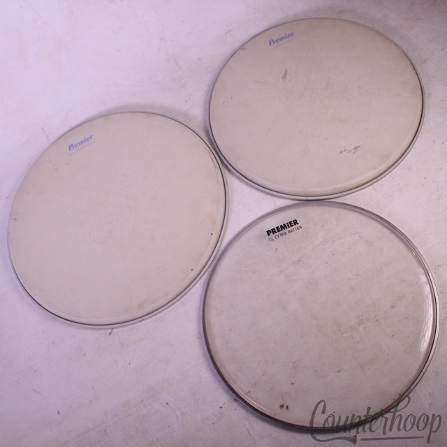 Premier 3x Tom Drum Heads Set 13,14"Vintage 60s England,15"Clear CL Extra Batter — main photograph