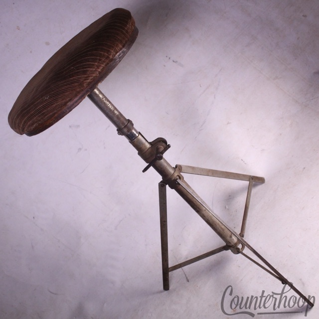Leedy&Ludwig Drum Throne Nickel Tripod Base +Felt Seat Vintage 50s Walberg Auge — main photograph