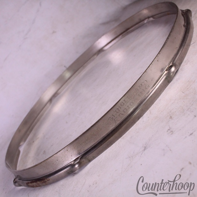 Slingerland 14"Double-Flange Snare Drum Rim/Hoop Engraved Radio King Brass 40s — main photograph