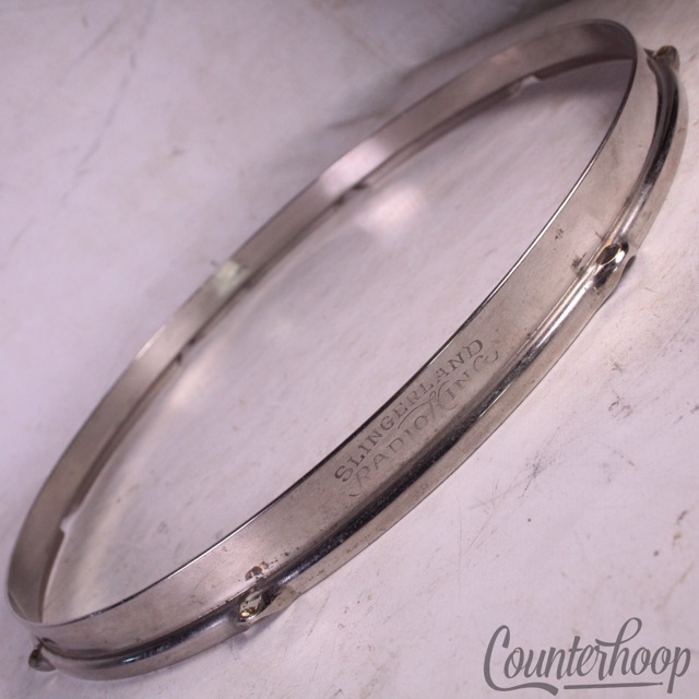 Slingerland 15"Double-Flange Snare Drum 2x rims top engraved, bottom w/gates — main photograph