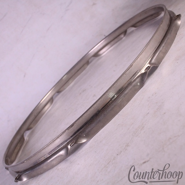 Ludwig 15"Triple-Flange 10-Lug Snare Drum Rim/Hoop Engraved Nickel Brass NOB 50s — main photograph
