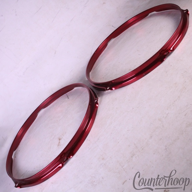 13" Red Powder Coat Finish Tom Drum Rims/Hoops 2x Set Batter/Resonant 6-Lug* — main photograph