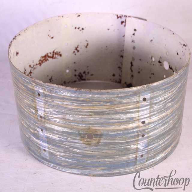 Ludwig Blue Oyster Pearl 8x12"Tom Wrap Material Bass Drum Inlays/Patches 60s USA — main photograph