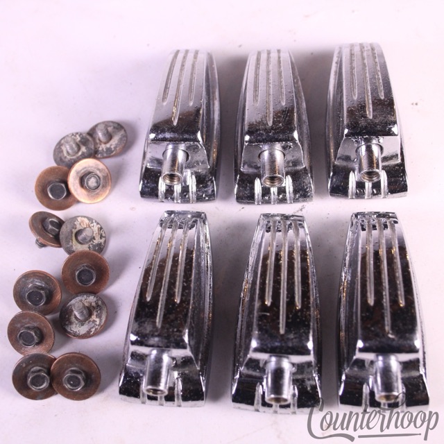 Ludwig 6x Bass/Floor Tom Drum Lugs Large Classic Tension Lug Chrome Vintage 60s — main photograph