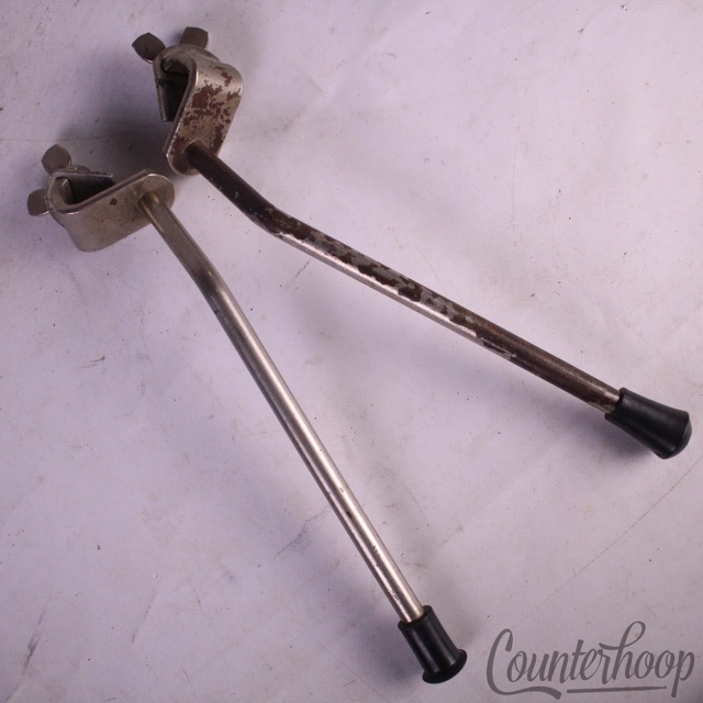 Ludwig/WFL Clamp-On Bass Drum Spurs/Legs-Mounts Nickel Vintage 40s Wood Hoop USA — main photograph