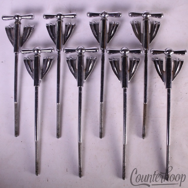 Ludwig 8x Bass Drum Long Bow-Tie Tension T-Rods+Claws 7"Chrome 50s Club Date WFL — main photograph