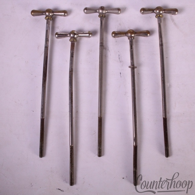 WFL Ludwig 5x Bass Drum Long Bow-Tie Tension T-Rods 7.5"Nickel Club-Date 50s USA — main photograph
