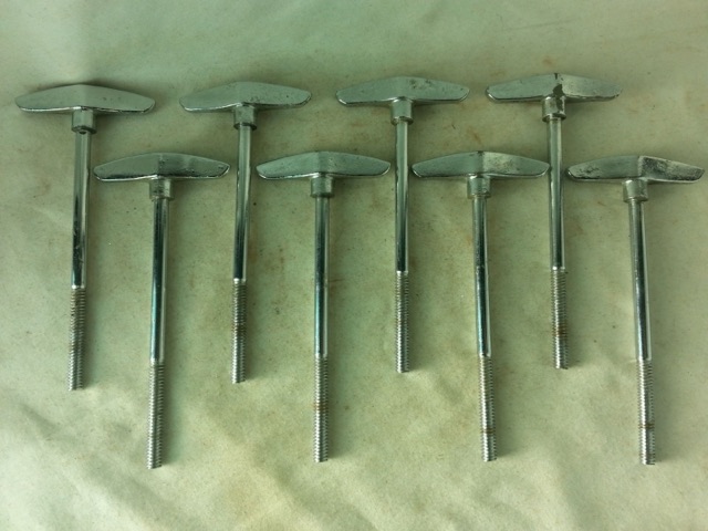 Pearl 8x Bass Drum Tension T-Rods Fat 6mm Thick Chrome Vintage 60s Made Japan* — main photograph