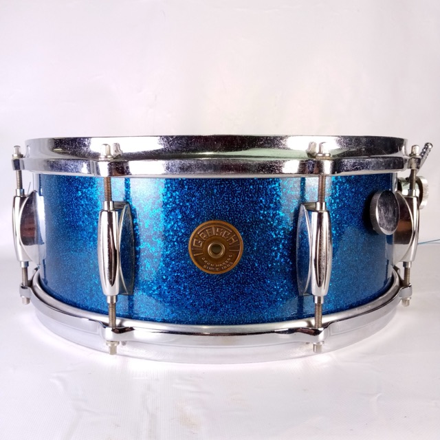 Gretsch Broadkaster Blue Sparkle 5.5x14"3PLY Maple Name Band Snare Drum Vintage — main photograph