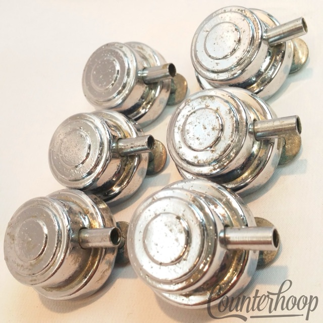Camco 6x 60s Oaklawn Bass/Tom/Snare Drum Turret Lugs Chrome Vintage DW Chanute* — main photograph