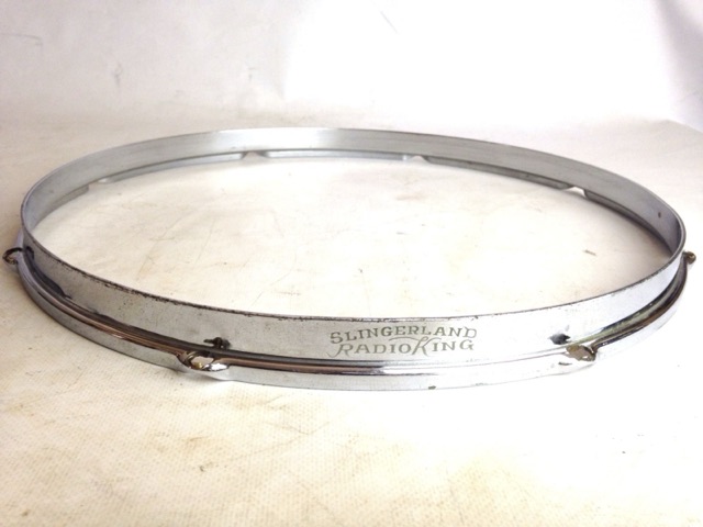 Slingerland 15"Radio King Engraved Snare/Tom Drum Hoop Rim Chrome Brass COB 50s — main photograph