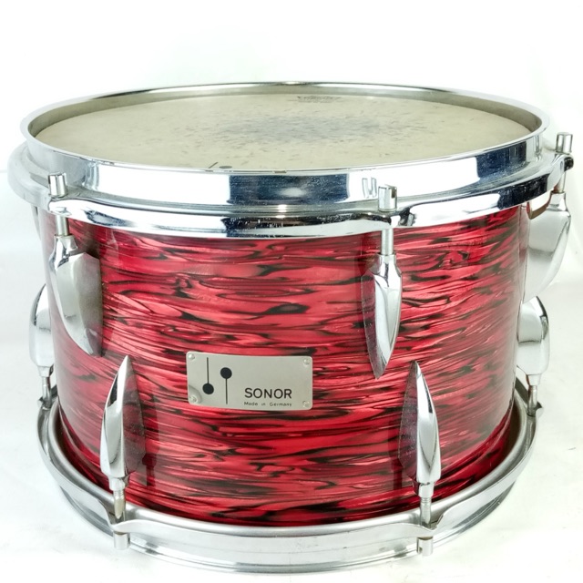 Sonor 8x12" Red Ripple Tom Drum Vintage Teardrop Early 70s Germany 6Ply Beech* — main photograph