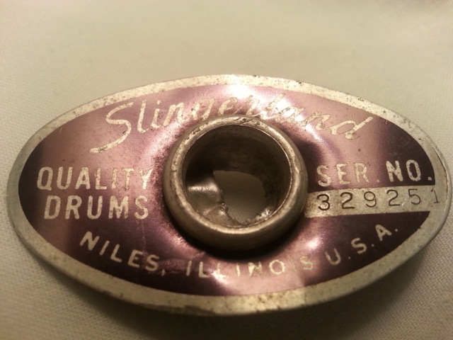 Slingerland Black/Silver Niles Drum Badge Vintage 70s Snare/Bass/Tom 329251* — main photograph