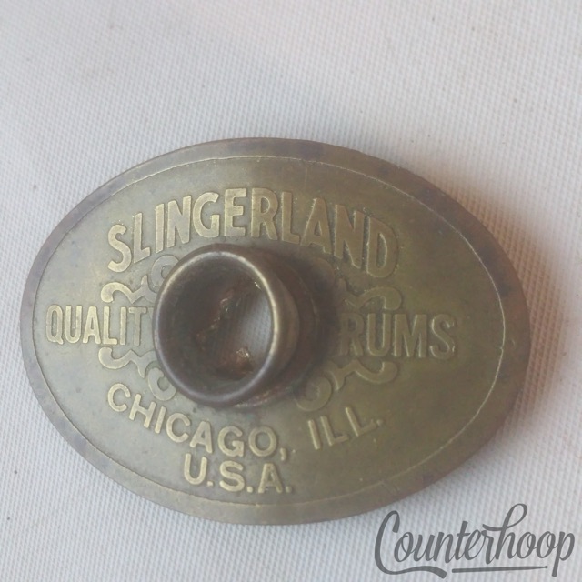 Slingerland Tan&Brass Large Oval Badge Vintage 40s Snare/Bass/Tom Drum Chicago* — main photograph