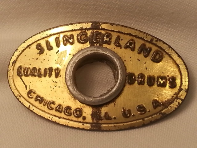 Slingerland Brass Dog-Tag Badge Vintage 50s Snare/Bass/Tom Drum Chicago RK USA* — main photograph